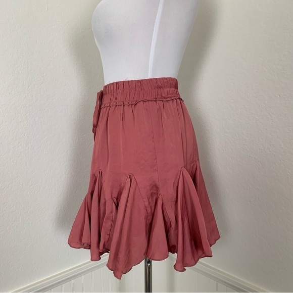 Indikah Hello Molly Flare Pleated Mini Skirt Women’s XS Pink Elastic Waist - Picture 4 of 14